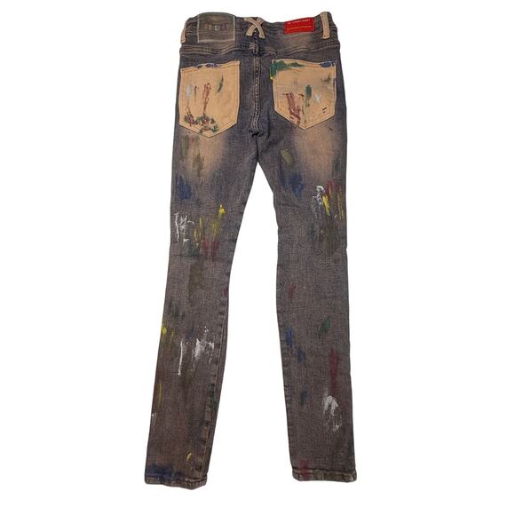 PHEELINGS Paint Splatter Distressed Skinny Jeans Colorful Artsy Denim Size 28 - Picture 4 of 12